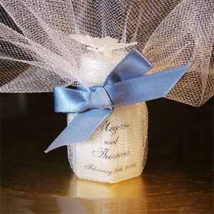 Custom Bubble Favors with Personalized Label, Satin Ribbon, and Tulle - Assembled For You