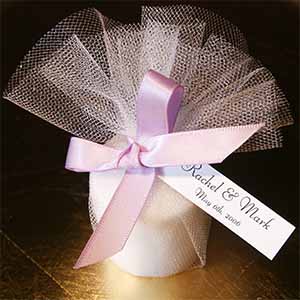 Votive Candle Favor with Personalized Tag, Ribbon, and Tulle - DIY Kit